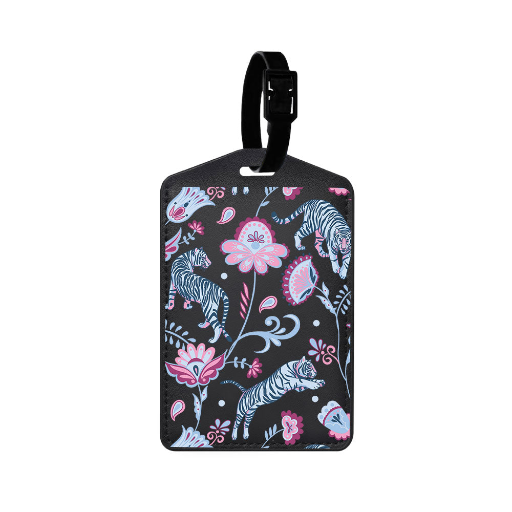 Vegan Leather Bag Tag - Tiger & Floral 3.0