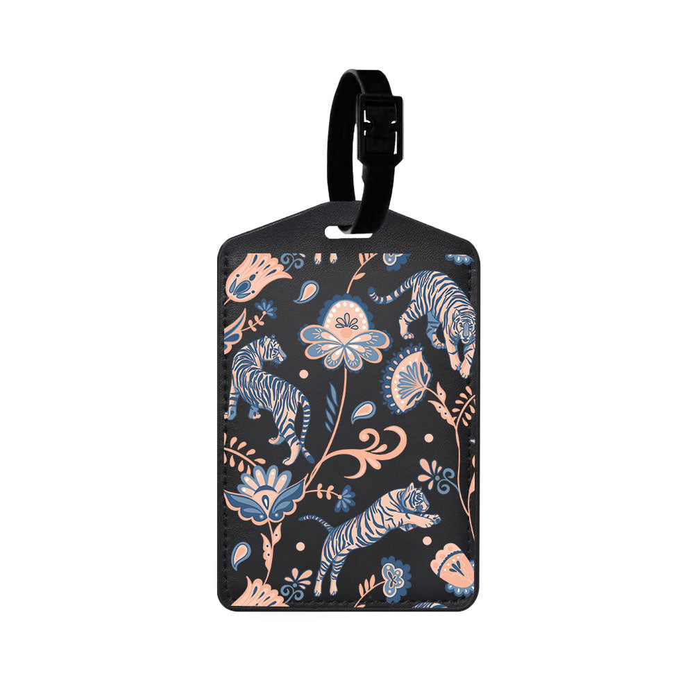 Vegan Leather Bag Tag - Tiger & Floral 5.0