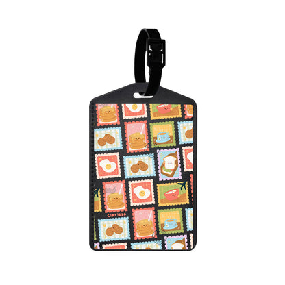 Vegan Leather Bag Tag - Breakfast Menu Stamps