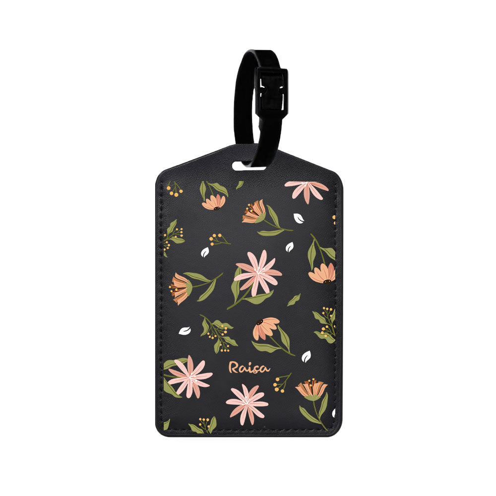 Vegan Leather Bag Tag - Cosmos Flower
