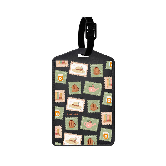 Vegan Leather Bag Tag - Cottagecore Stamps