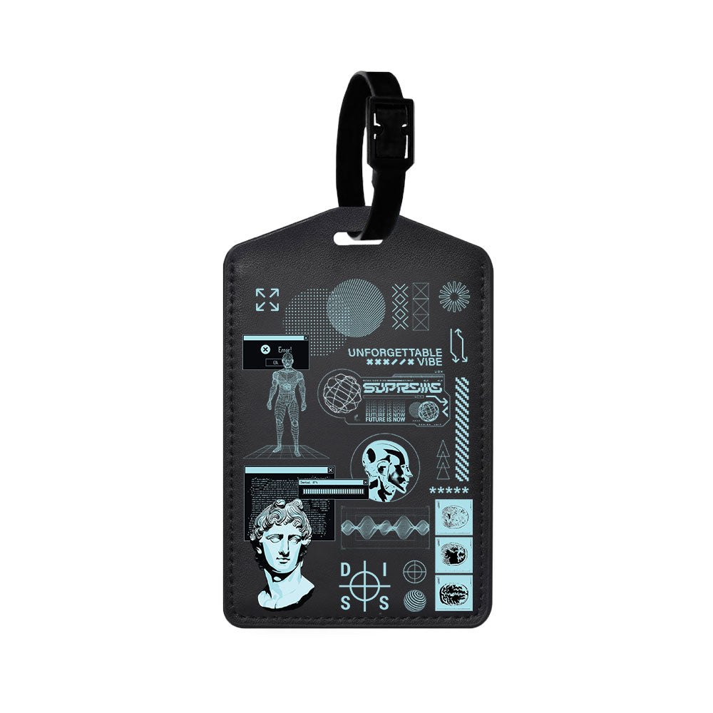 Vegan Leather Bag Tag - Futuristic