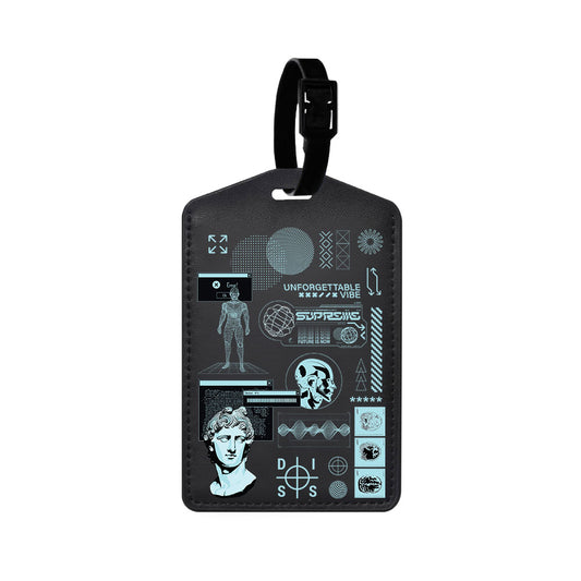 Vegan Leather Bag Tag - Futuristic