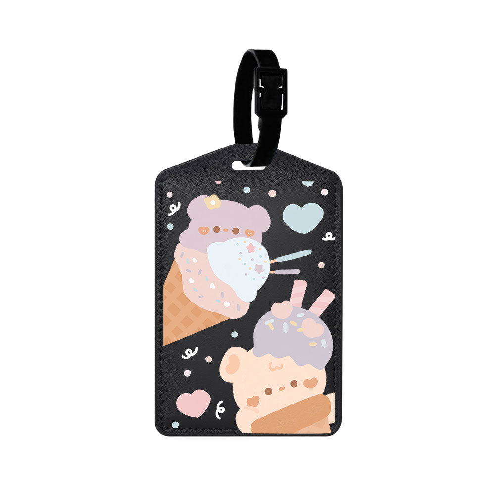Vegan Leather Bag Tag - Ice Cream for Teddy