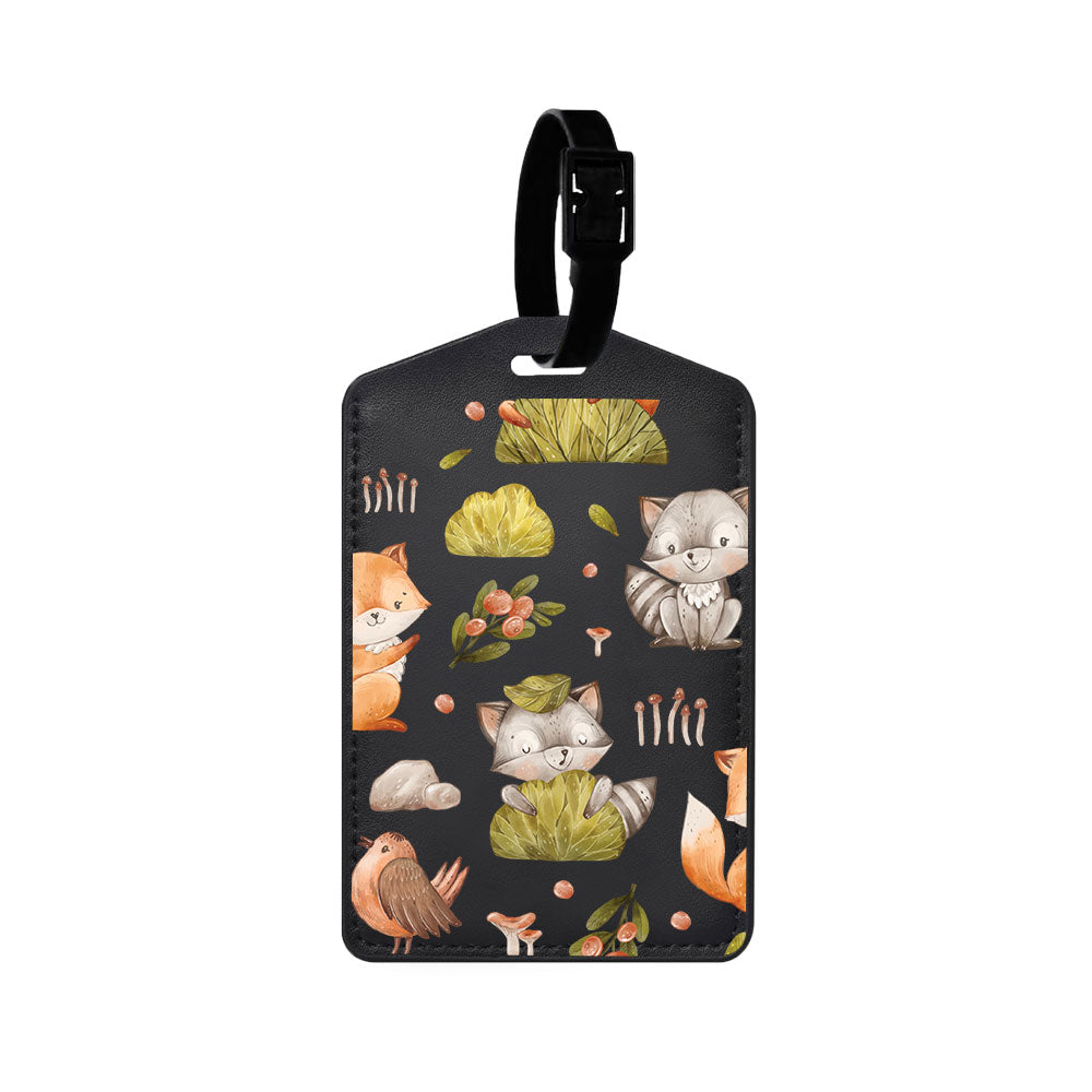Vegan Leather Bag Tag - Racoon & Friends