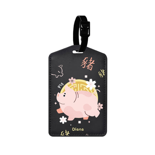 Vegan Leather Bag Tag - Pig (Chinese Zodiac / Shio)