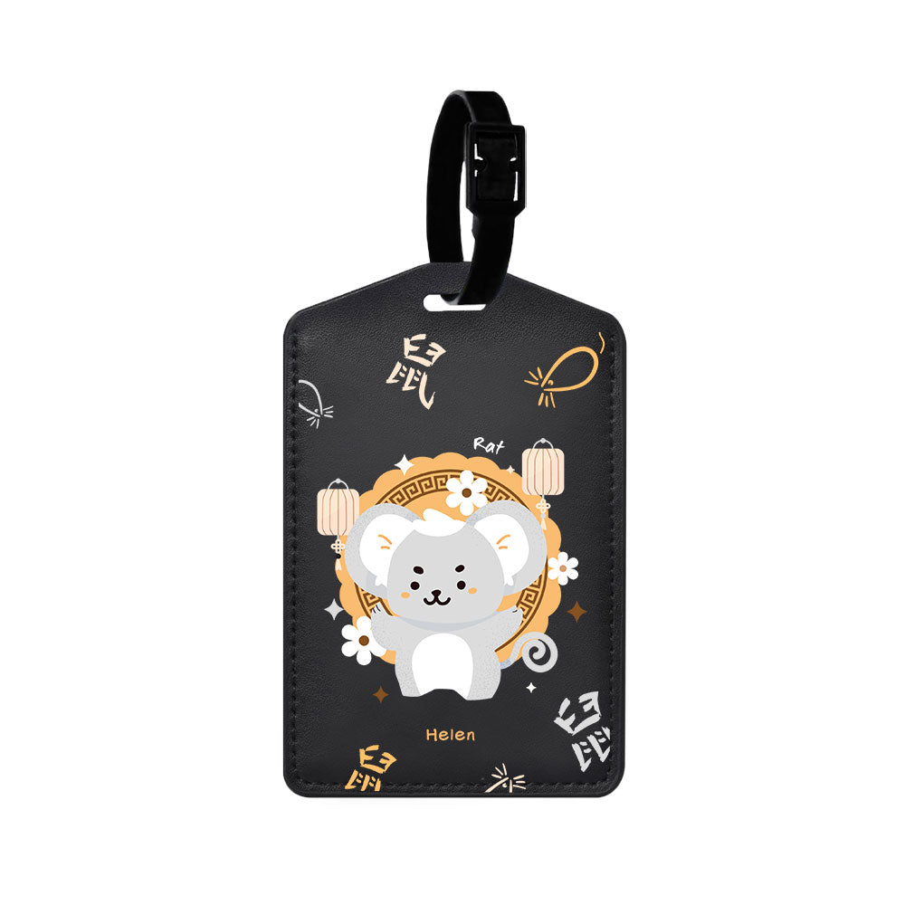 Vegan Leather Bag Tag - Rat (Chinese Zodiac / Shio)