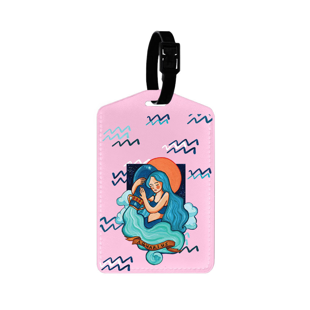 Vegan Leather Bag Tag - Aquarius