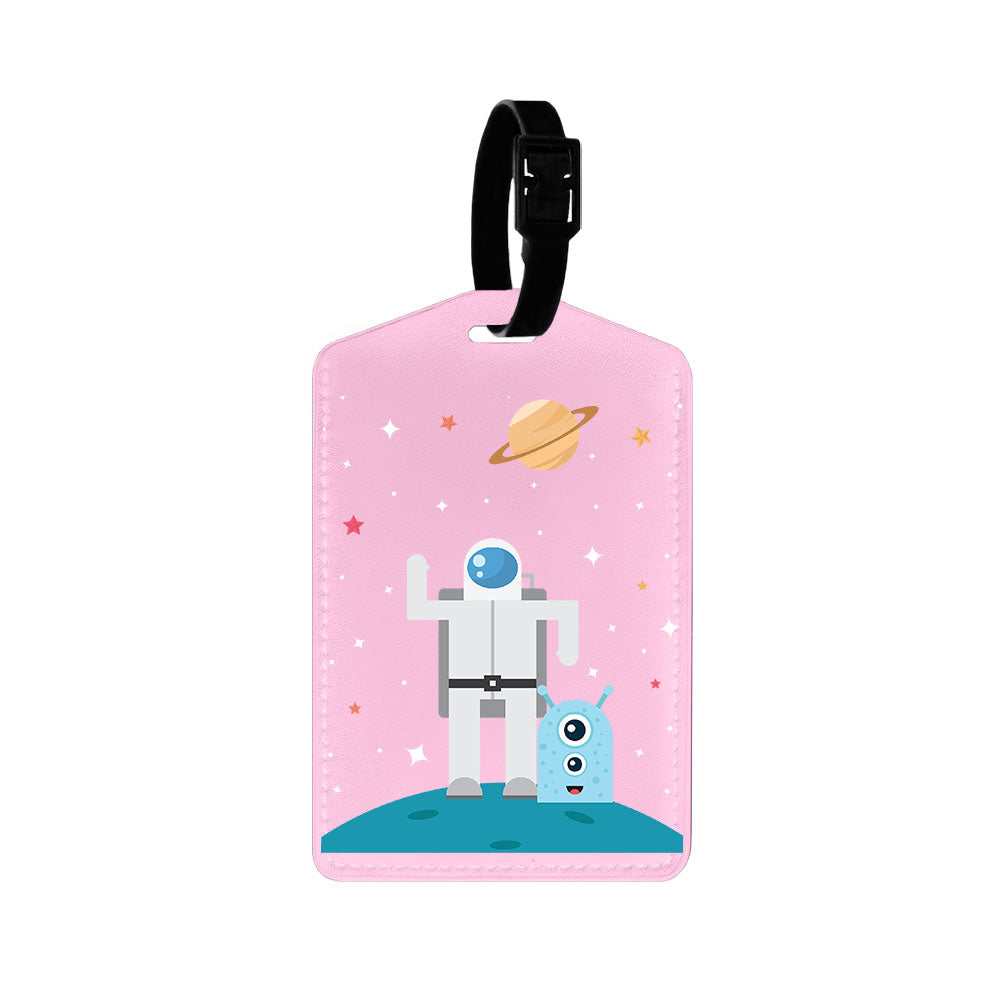 Vegan Leather Bag Tag - Blue Alien