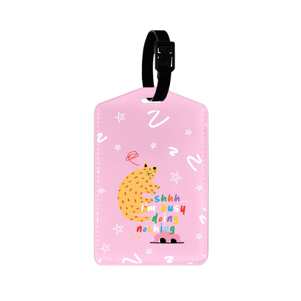 Vegan Leather Bag Tag - Busy Doing Nothing