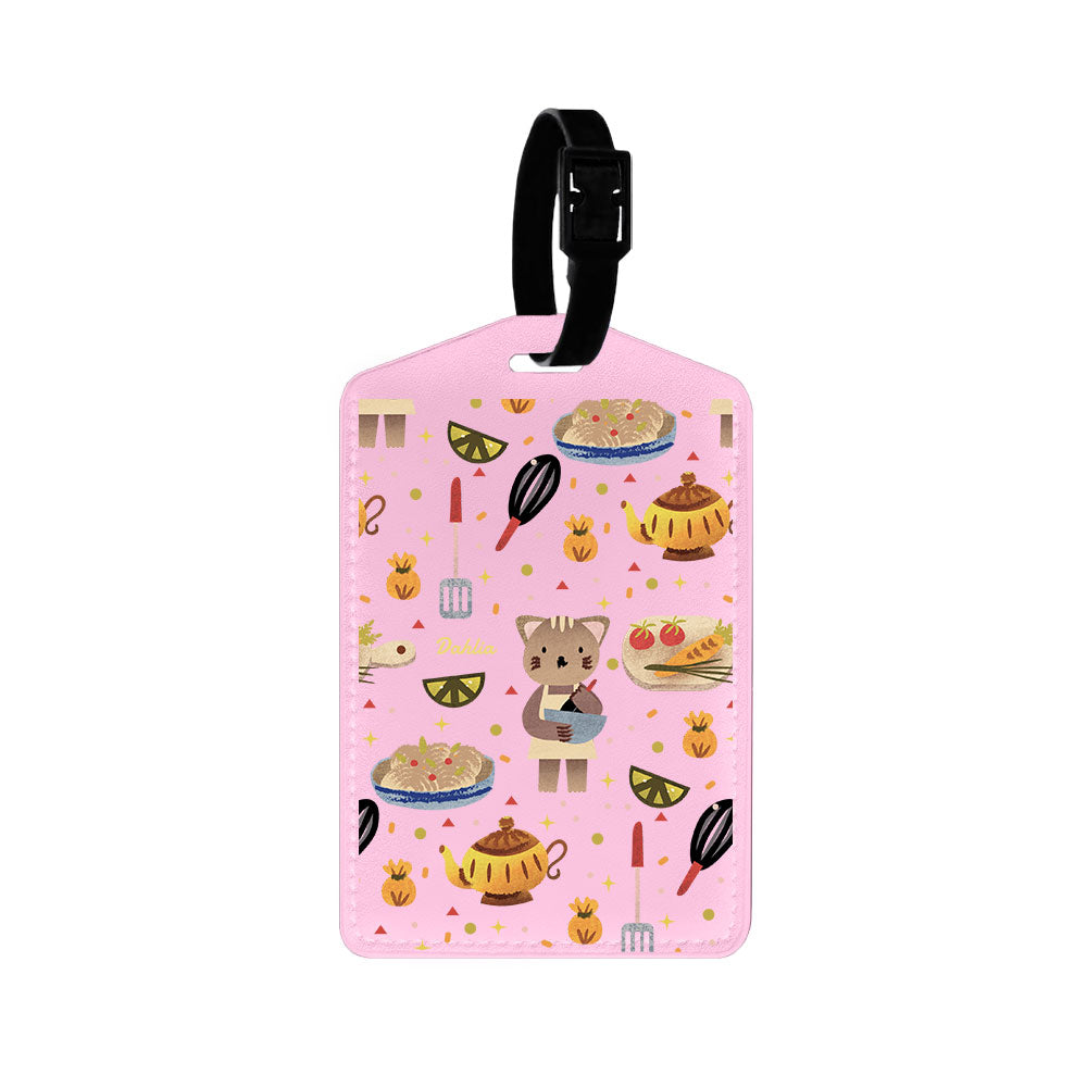 Vegan Leather Bag Tag - Cooking Cat