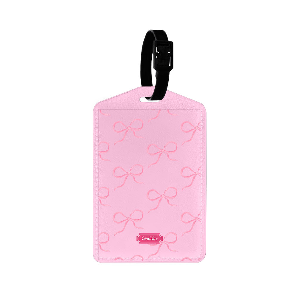 Vegan Leather Bag Tag - Coquette Pink Bow