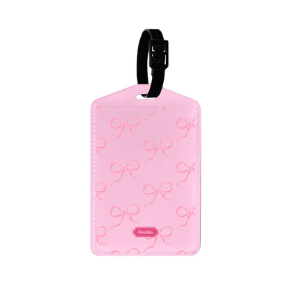 Vegan Leather Bag Tag - Coquette Pink Bow