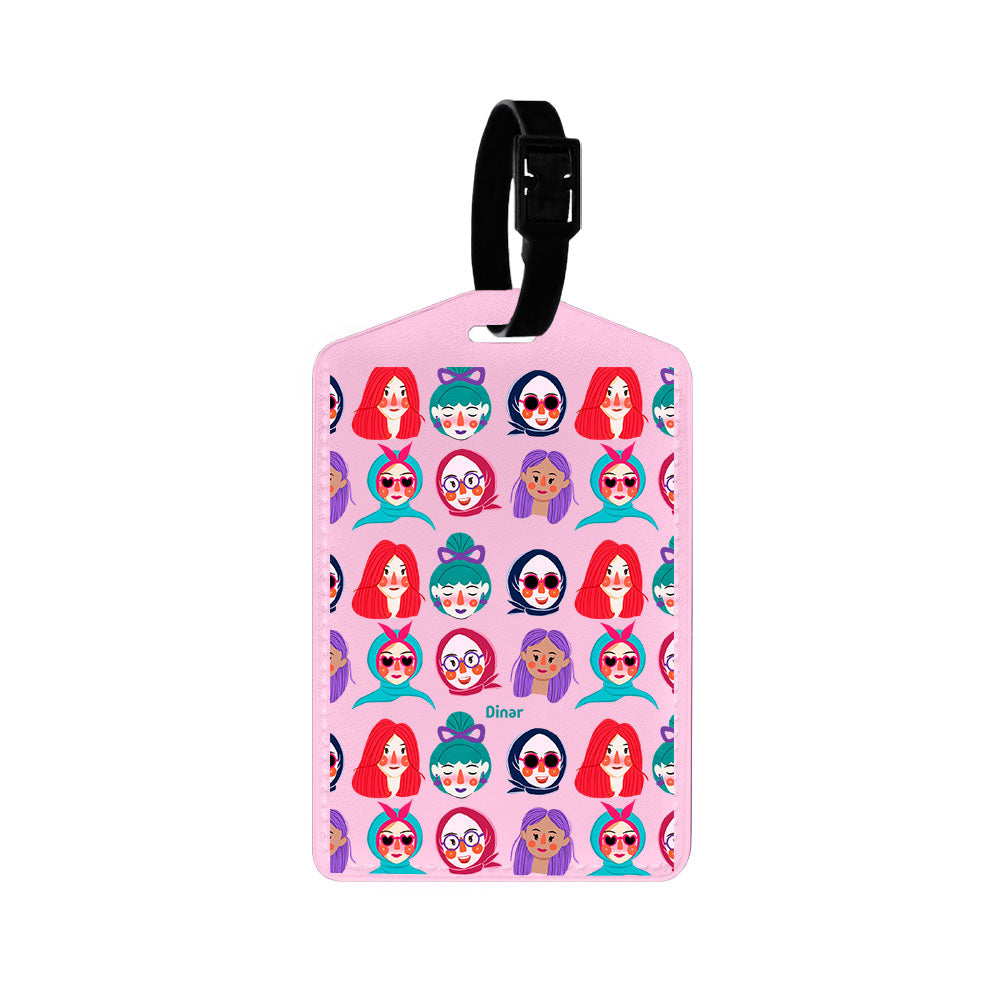 Vegan Leather Bag Tag - Cute Sweety Faces