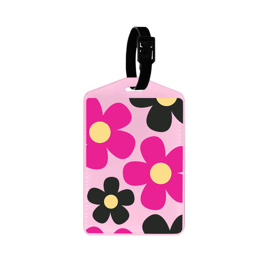 Vegan Leather Bag Tag - Daisy Hot Pink