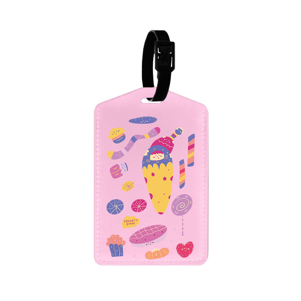 Vegan Leather Bag Tag - Dessert Doodle
