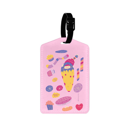 Vegan Leather Bag Tag - Dessert Doodle
