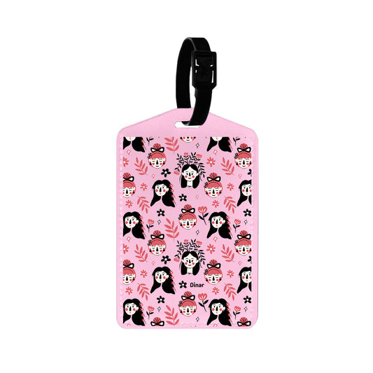 Vegan Leather Bag Tag - Flowery Faces