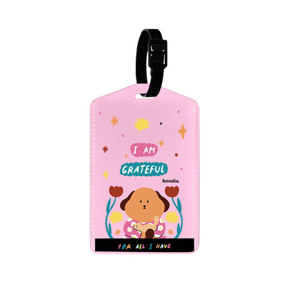 Vegan Leather Bag Tag - Kiku and the Cat