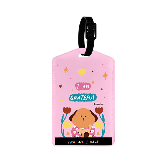 Vegan Leather Bag Tag - Kiku and the Cat