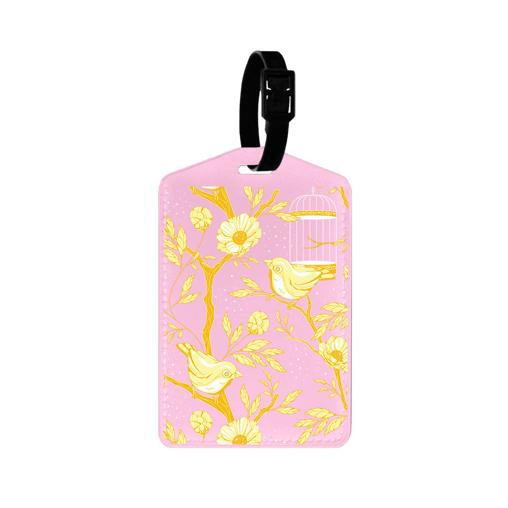 Vegan Leather Bag Tag - Lovebird Monochrome 2.0