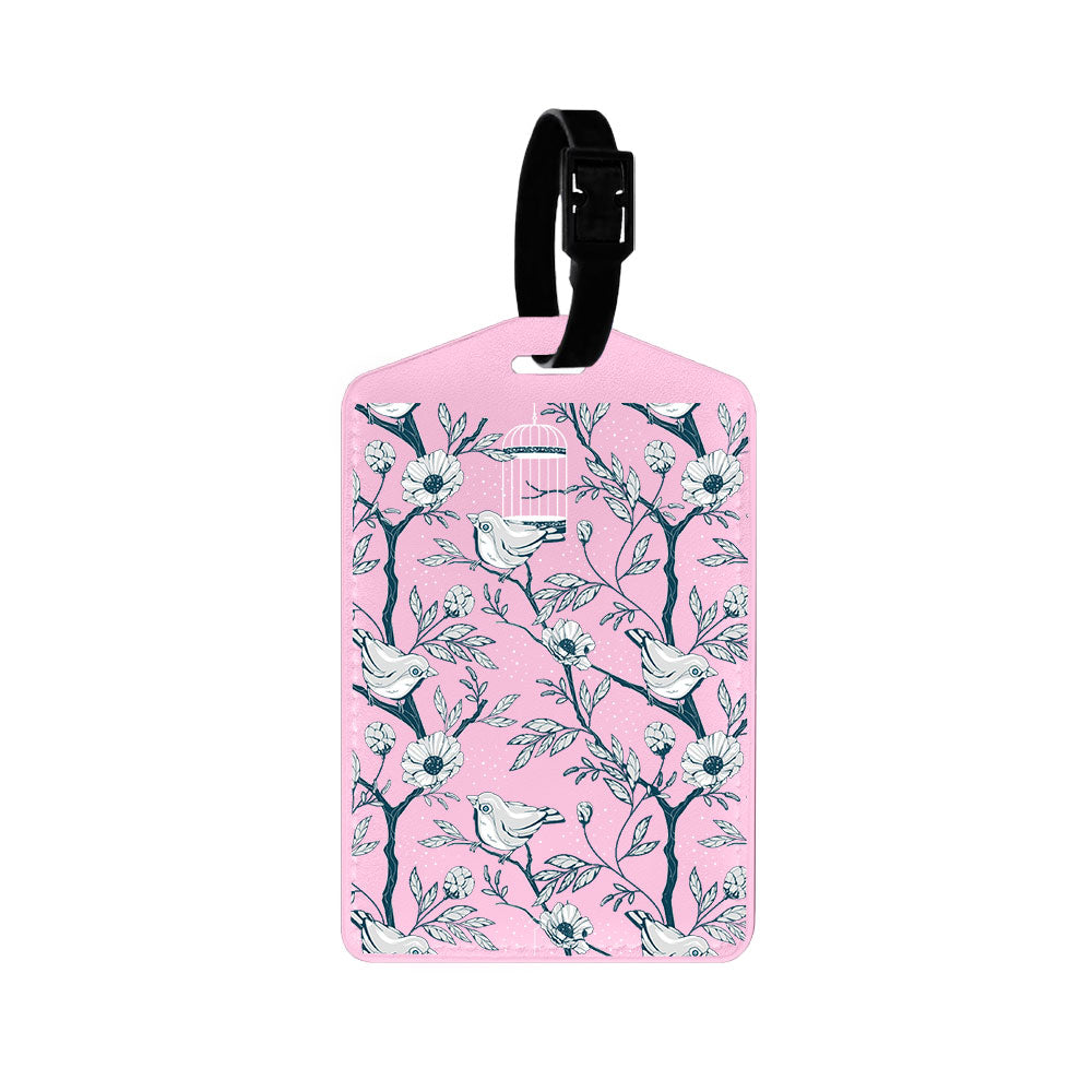 Vegan Leather Bag Tag - Lovebird Monochrome