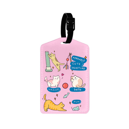 Vegan Leather Bag Tag - Playful Cat 2.0