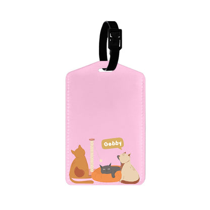 Vegan Leather Bag Tag - Playful Cat