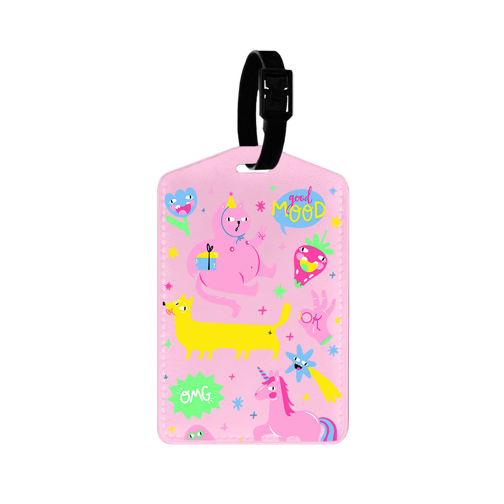 Vegan Leather Bag Tag - Monster Say Good Mood