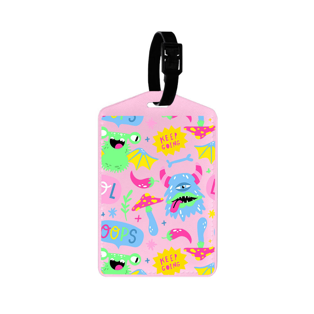 Vegan Leather Bag Tag - Monster Say Keep Going