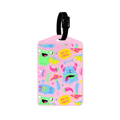 Vegan Leather Bag Tag - Monster Say Keep Going
