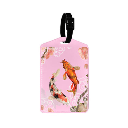 Vegan Leather Bag Tag - Oil Painting Koi