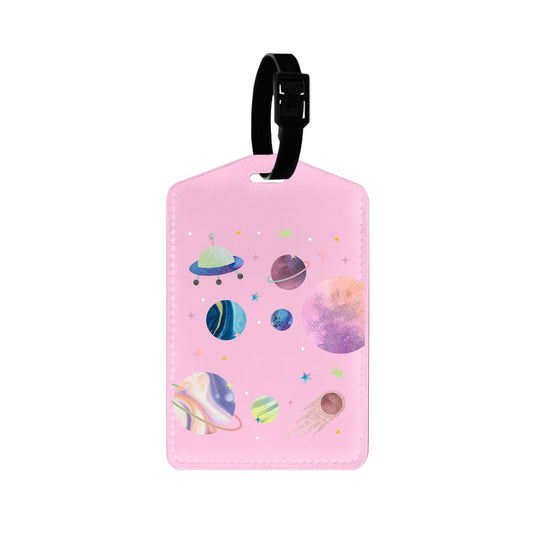 Vegan Leather Bag Tag - Pink Planet