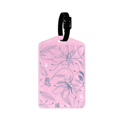Vegan Leather Bag Tag - Sketchy Flower & Butterfly 2.0