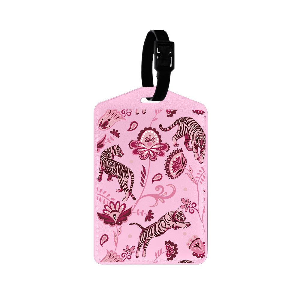 Vegan Leather Bag Tag - Tiger & Floral 2.0