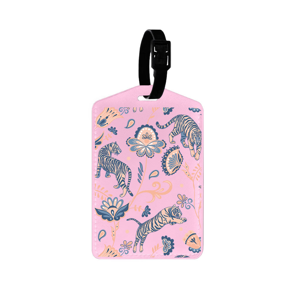 Vegan Leather Bag Tag - Tiger & Floral 5.0