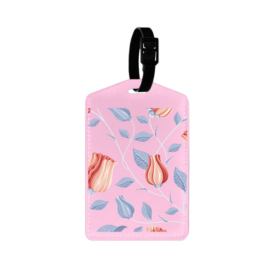 Vegan Leather Bag Tag - Red Tulip