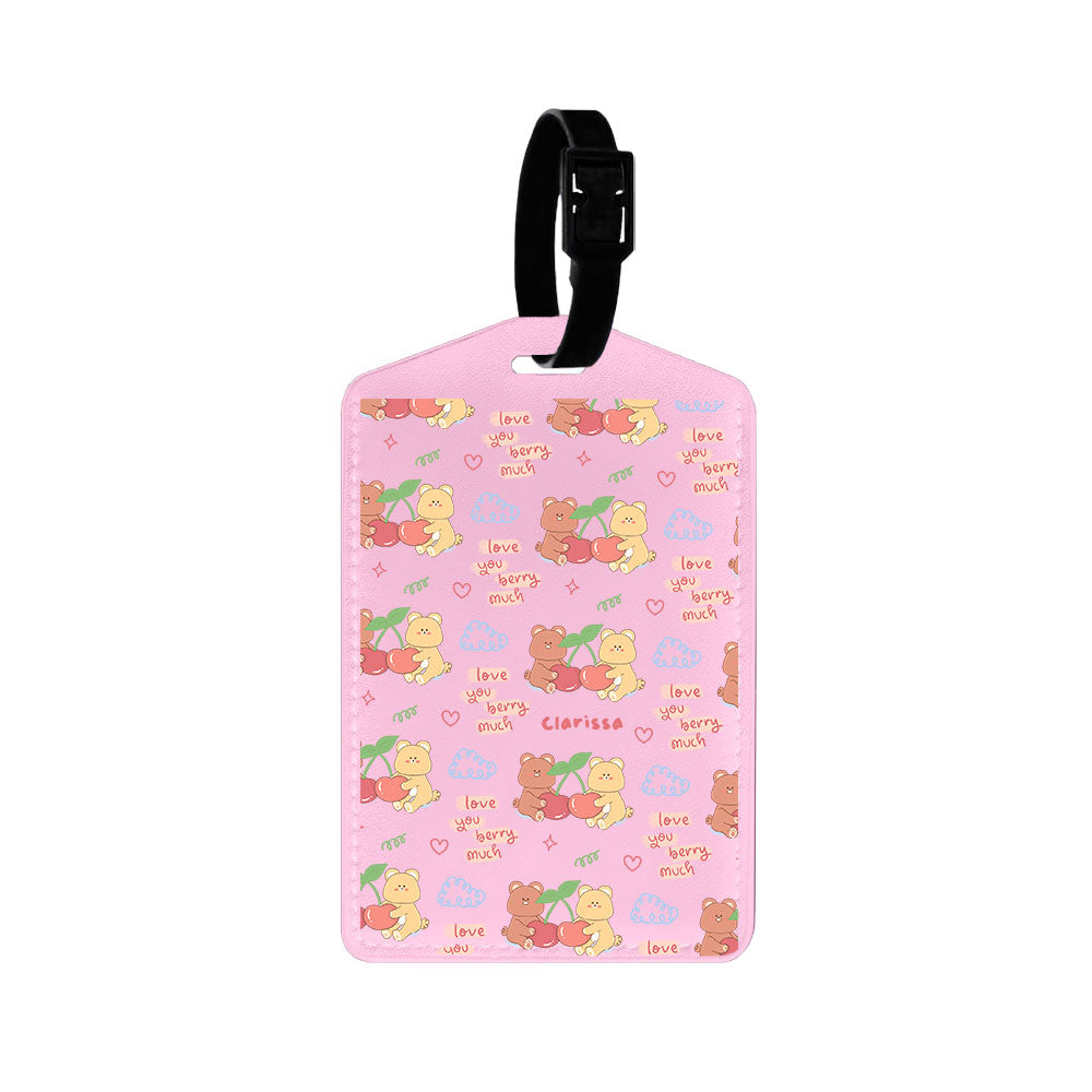 Vegan Leather Bag Tag - Cherry Bear