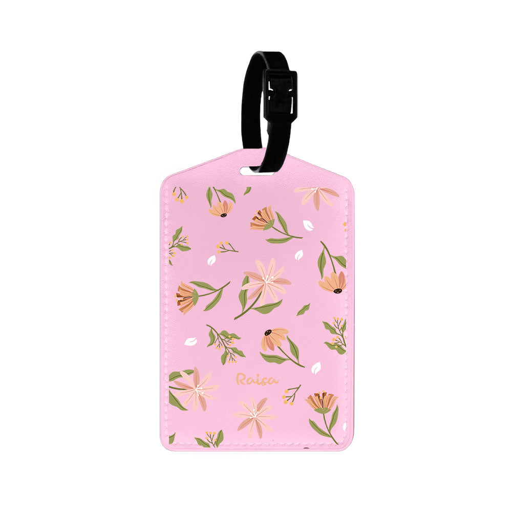 Vegan Leather Bag Tag - Cosmos Flower