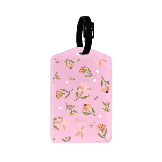 Vegan Leather Bag Tag - Cosmos Flower