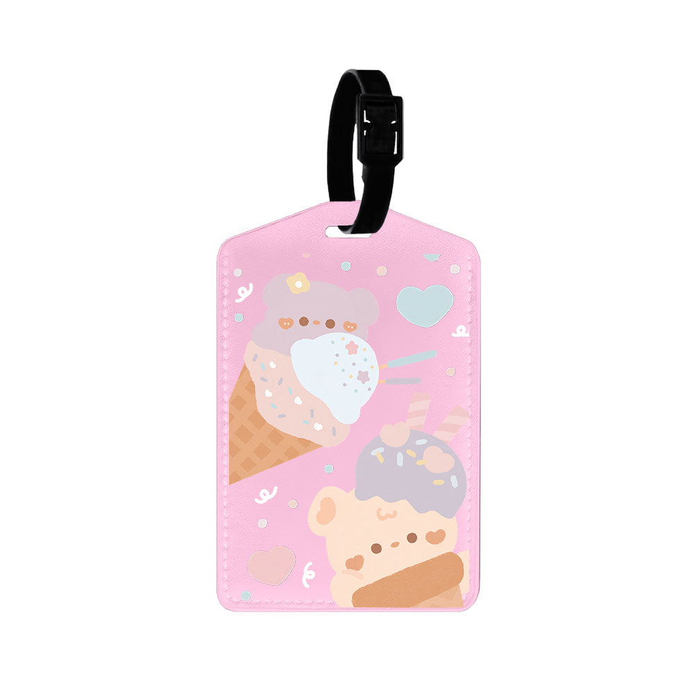 Vegan Leather Bag Tag - Ice Cream for Teddy