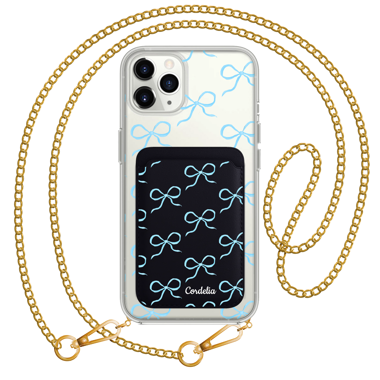 iPhone Magnetic Wallet Case - Coquette Blue Bow