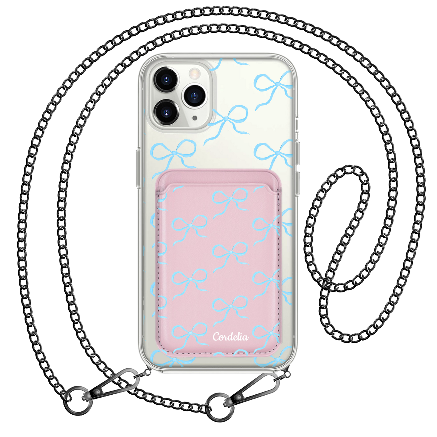 iPhone Magnetic Wallet Case - Coquette Blue Bow