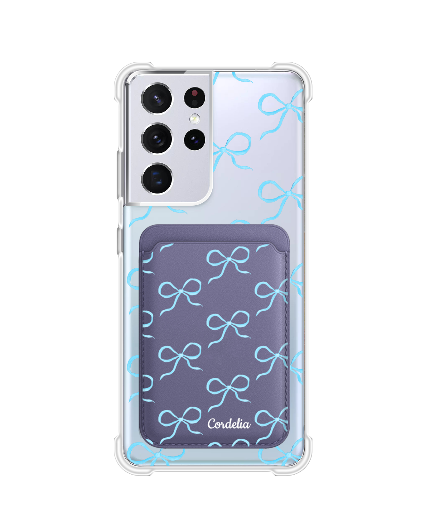 Android Magnetic Wallet Case - Coquette Blue Bow