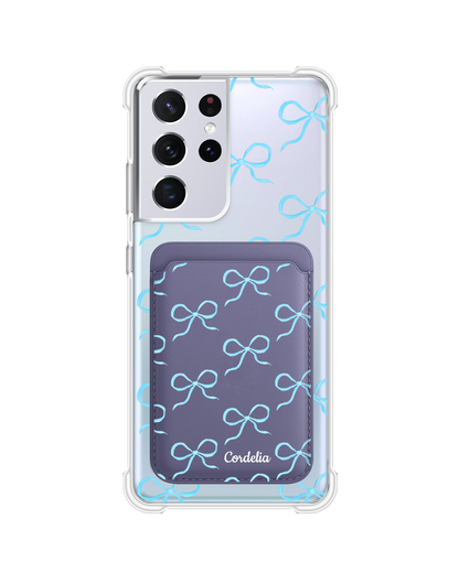 Android Magnetic Wallet Case - Coquette Blue Bow