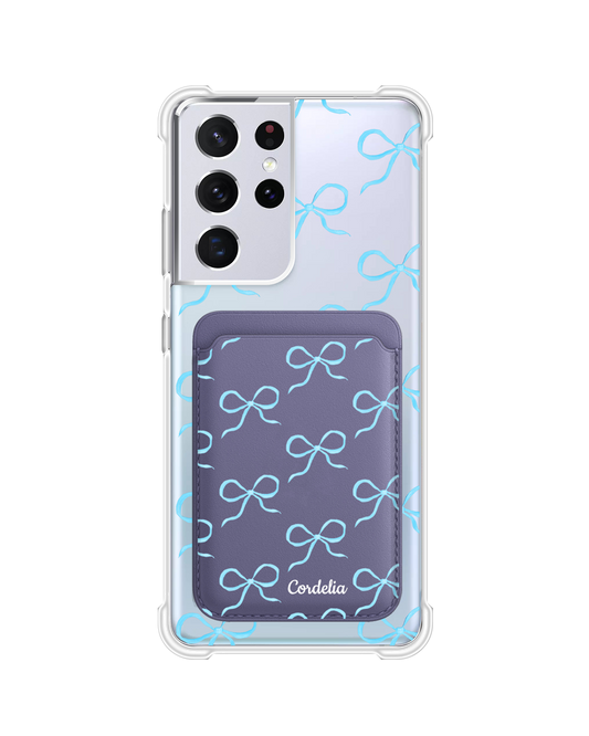 Android Magnetic Wallet Case - Coquette Blue Bow