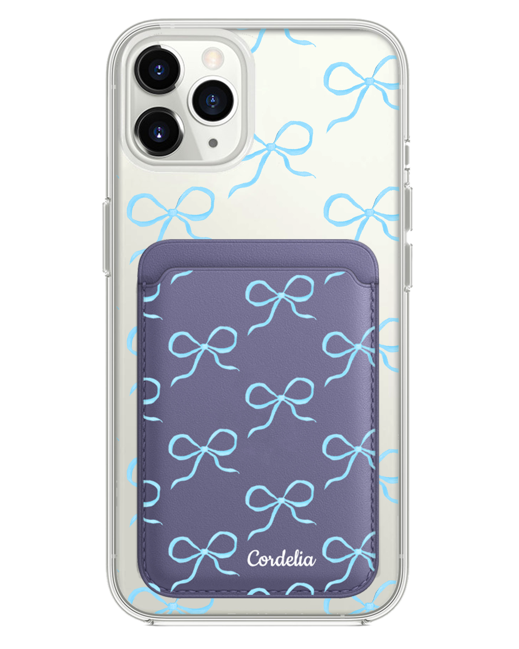 iPhone Magnetic Wallet Case - Coquette Blue Bow