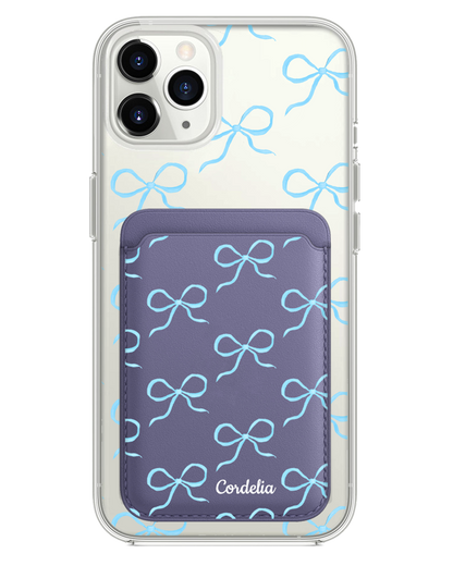 iPhone Magnetic Wallet Case - Coquette Blue Bow