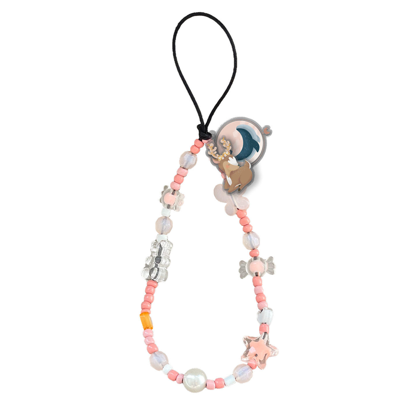 Beaded Strap with Acrylic Charm  - Boho