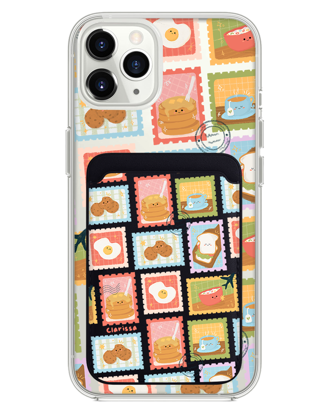 iPhone Magnetic Wallet Case - Breakfast Menu Stamps